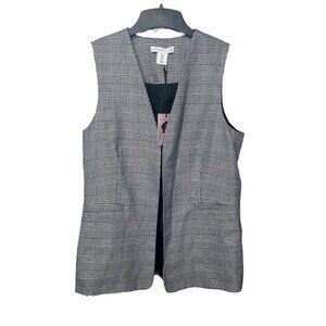 Sincerely Jules Black & White Glen Plaid Sleeveless Vest Womens Size Small